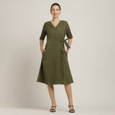 Wrap Dress - Olive Green